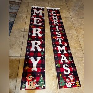 NWT Merry Christmas Banner Porch Door Hanging Wall Front Door Yard Garage